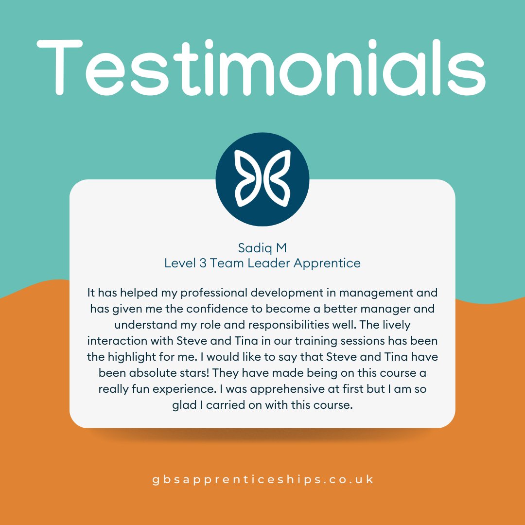 GBSApprentices's tweet photo. 💬Testimonials💬

This week's Testimonial Thursday is from Sadiq, one of our Leadership and Management Apprentices!

#apprentice #apprenticeships #testimonial #testimonialthursday #leadership #management #teamleader https://t.co/Mv44DUMy75