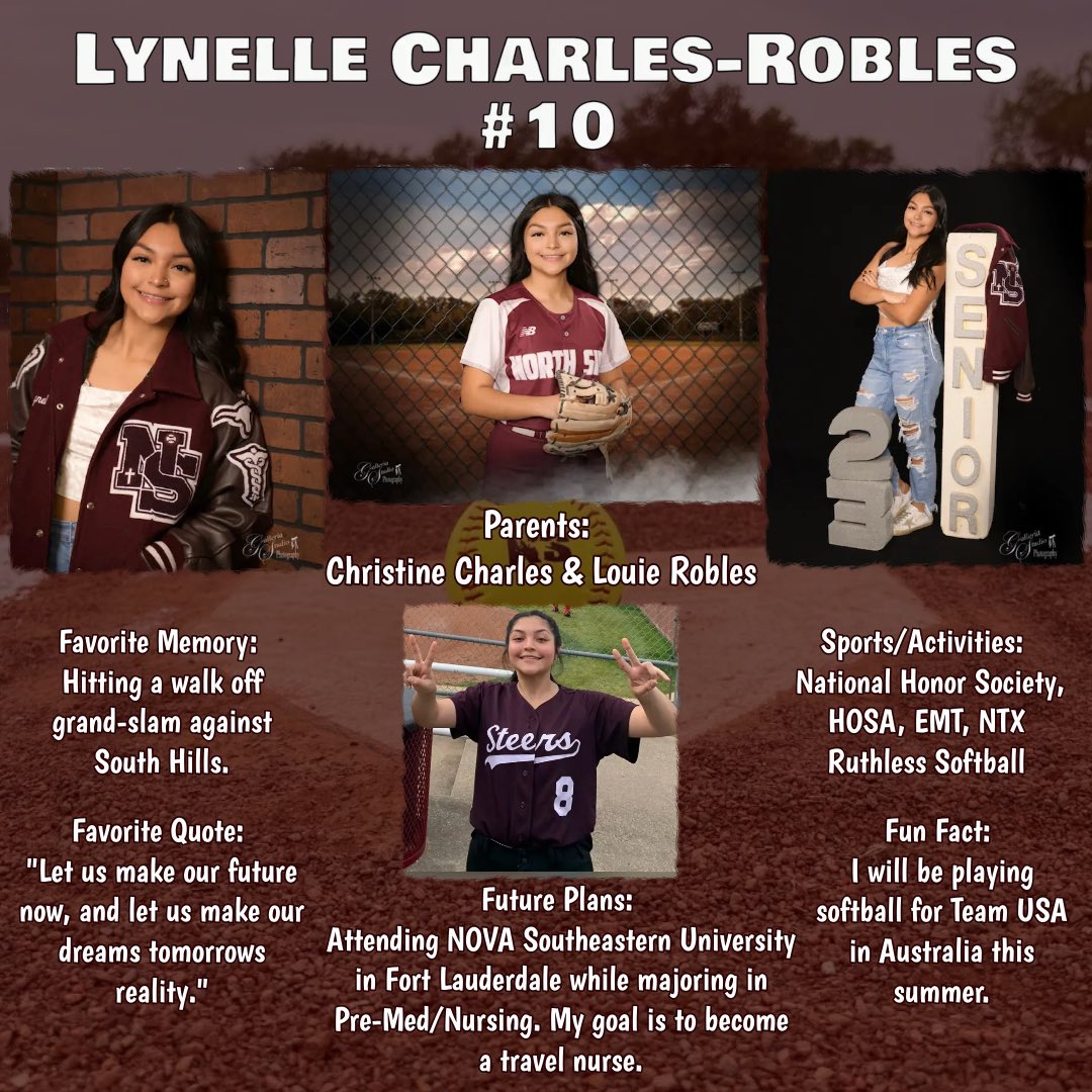 Senior Week for our Steer Softball 🥎 🤘🏽
Senior Spotlight: Lynelle Charles-Robles
