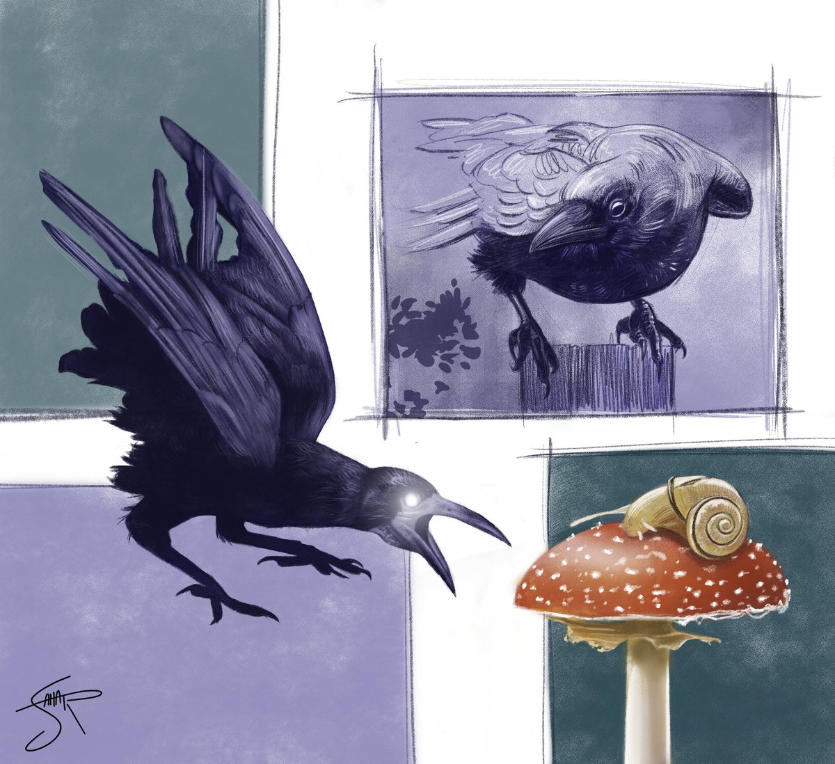 rahaseb's tweet photo. #illustration #digitalpainting #digitalart #clipstudiopaint #huion #pencilart #digitalillustration #raven  #mushroom #watercolorpainting #portraitdrawing #portraitpainting  #gouache #gouachepainting #watercolorpainting #watercolor #art #ballpointpen #ballpointpenart https://t.co/O5S0oBcDTi