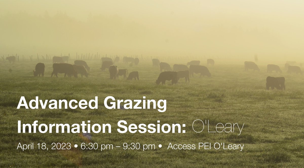 New event: Advanced Grazing Information Session - O’Leary 

Register by April 15th to get a free laminated farm map, start your grazing plan, and OFCAF application.
peifa.ca/event/advanced…