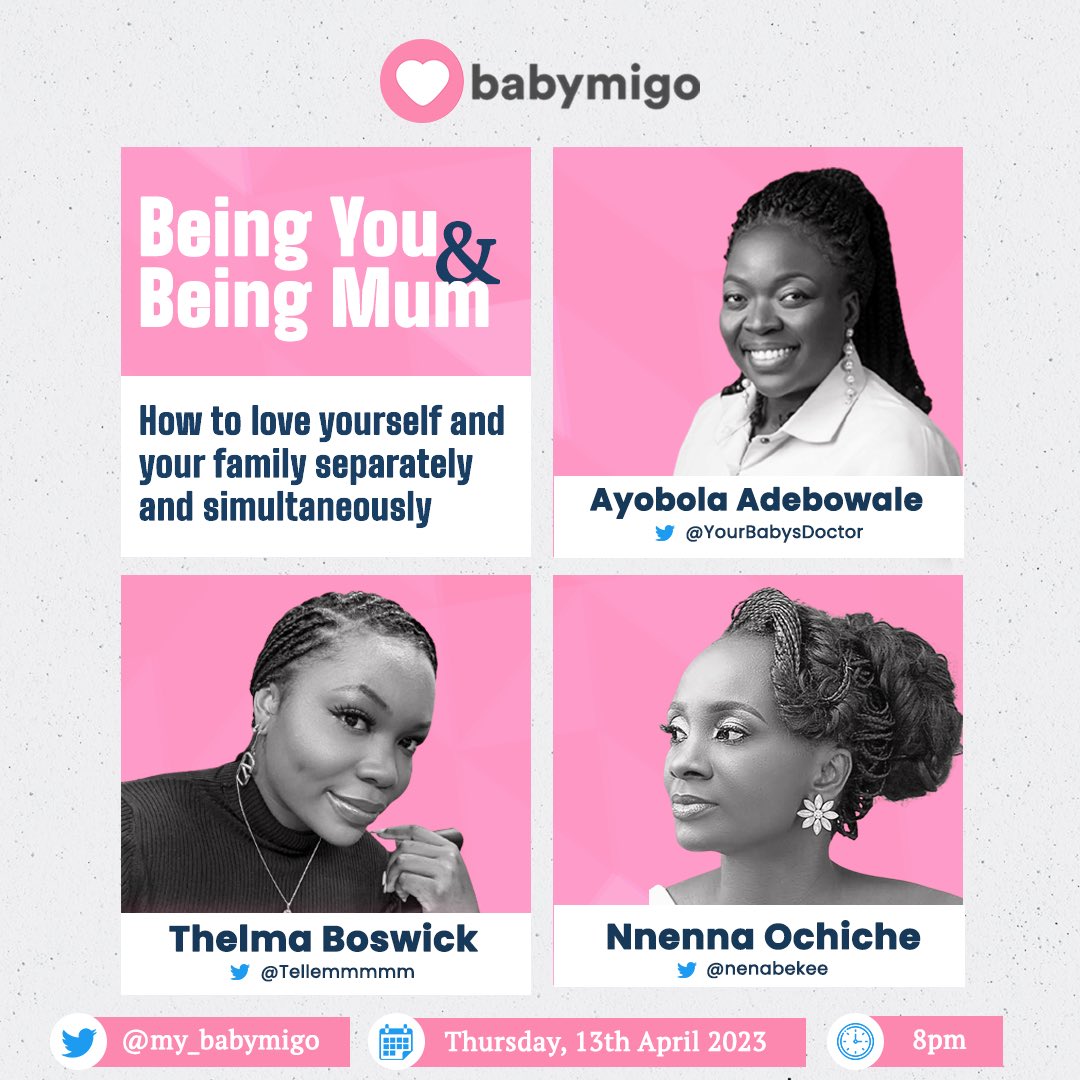 Being YOU and being a mum, separately and simultaneously!💗

Join us today as we discuss thriving as your own woman and as a mother with amazing women who are killing it!💪 <a href="/Tellemmmmm/">woman of modest income</a> <a href="/YourBabysDoctor/">Ayobola Adebowale</a> <a href="/Nenabekee/">Dr.N</a>