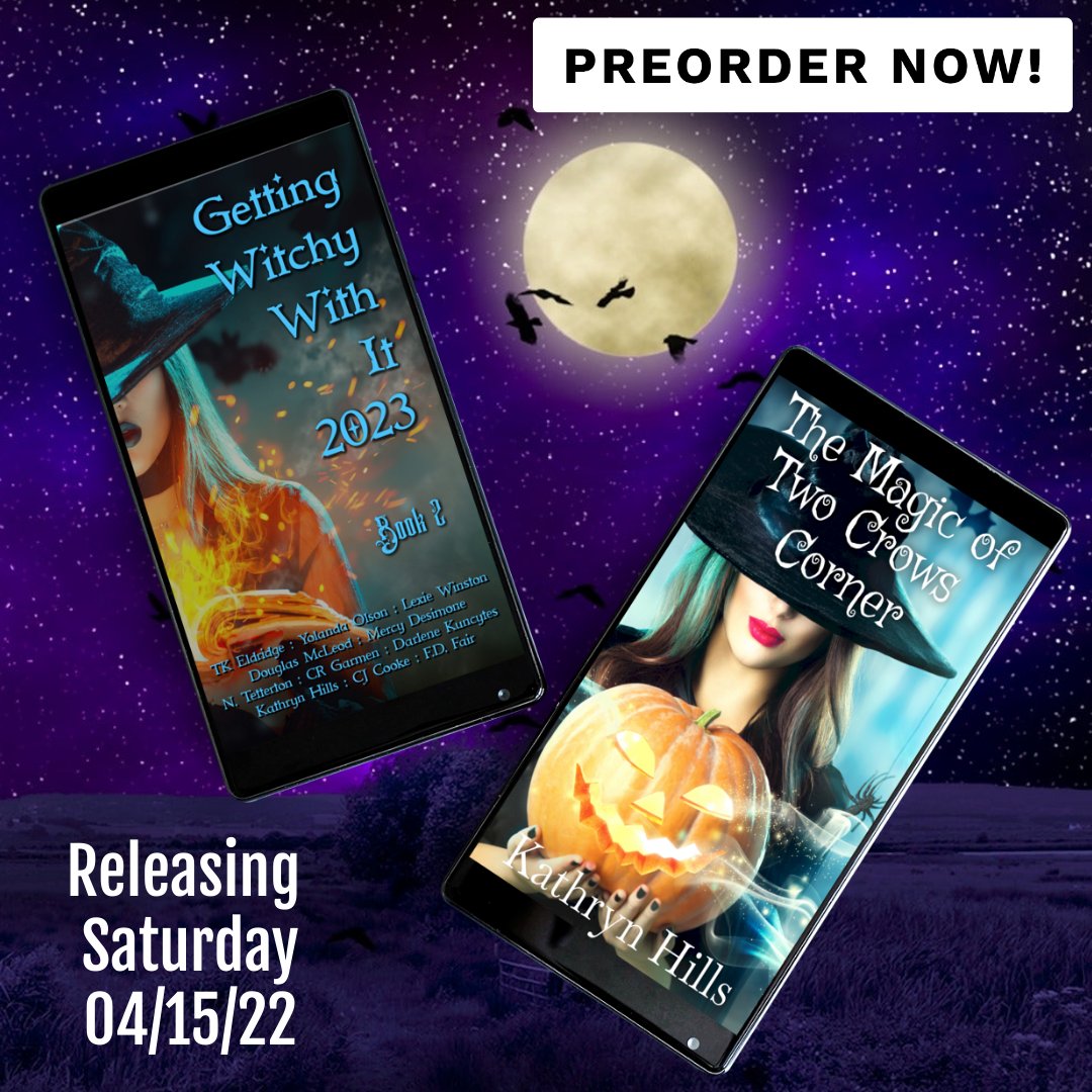 AuthorKathrynH's tweet photo. Just TWO MORE DAYS! 🖤🎃✨
BOOK #2 of the GETTING WITCHY WITH IT #Romance  #anthology #newrelease Saturday, April 15th! #gettingwitchywithit #bookcollection #shortstories #weekendreading #romancegems https://t.co/ylc8KeA2oW https://t.co/EpxRFrGVBU