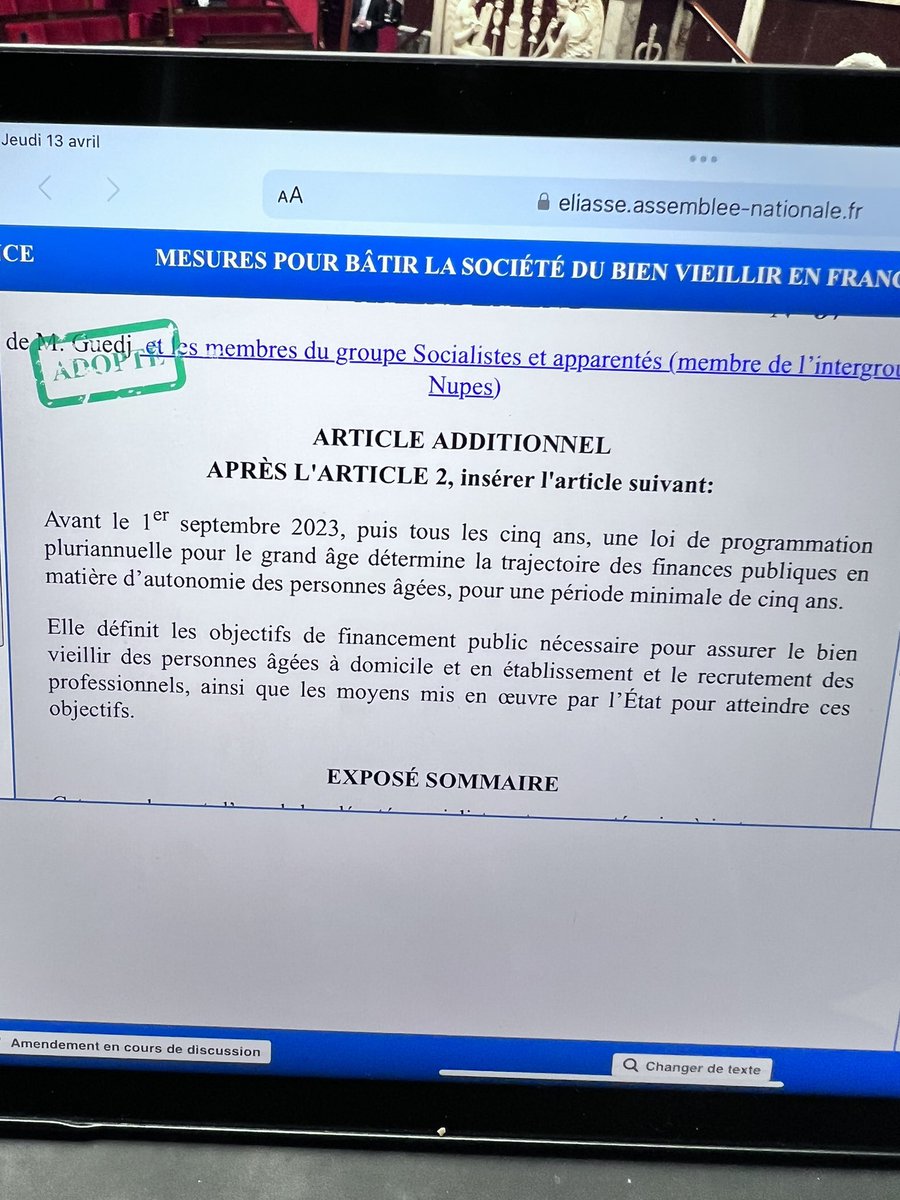 JeromeGuedj's tweet photo. Victoire ! Le Gouvernement ne voulait pas d’une loi grand âge.

Mais la mobilisation des parlementaires de diverses sensibilités a mis la pression: mon amendement créant une loi de programmation pluriannuelle pour le grand âge (objectifs, recrutements, financements) est voté ! https://t.co/YewYiIsWTL