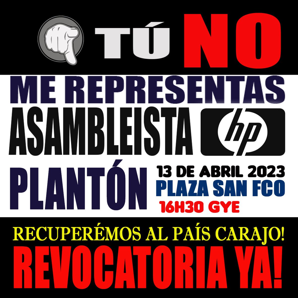 DeliaMar14's tweet photo. Sin banderas políticas ni anhelos personales, este PLANTÓN va por el país.  Que el quemeimportismo no sea tu bandera de lucha. 

DÍA: JUEVES 13 DE ABRIL
HORA: 16H30
LUGAR: PLAZA "SAN FRANCISCO"
#Guayaquil
IDENTIFICACIÓN: BANDERA DEL ECUADOR

#RevocatoriaAsamblea https://t.co/uNUFqRydP6