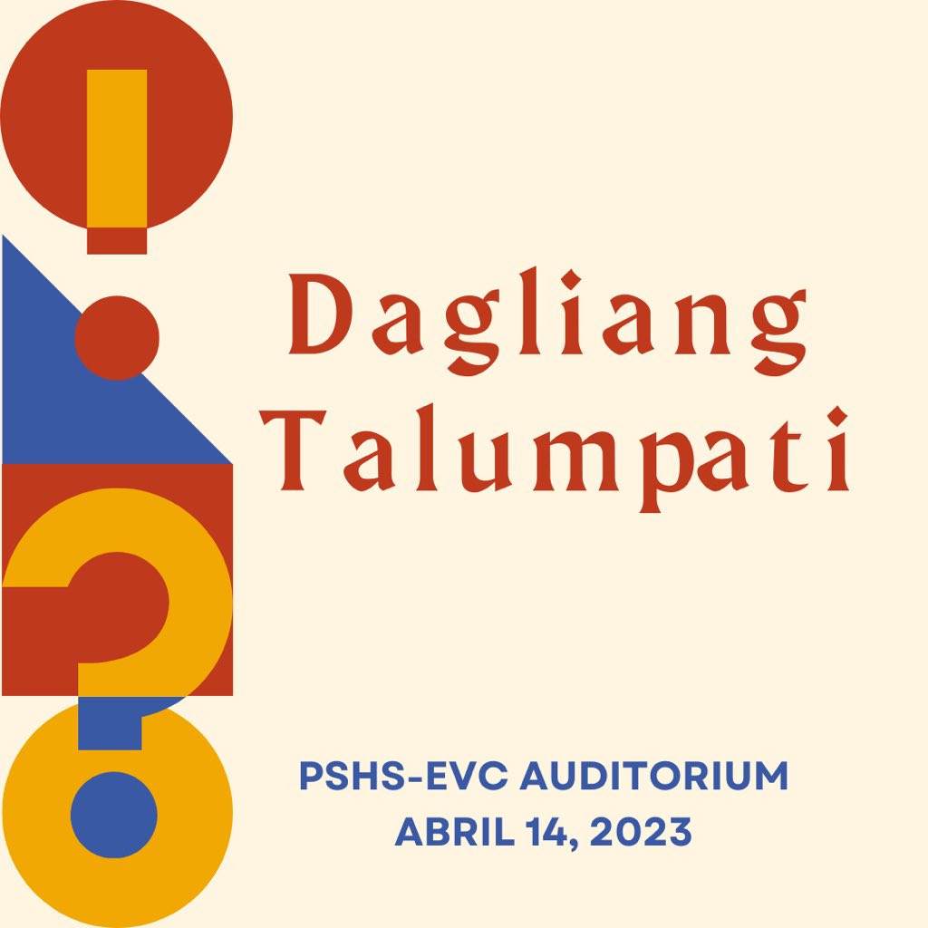pisaydirectEVC's tweet photo. Handa na ba kayong masaksihan 👀 ang husay 👏 ng ating mga iskolar sa Dagliang Talumpati? 🗣️Panoorin bukas, April 14, sa PSHS-EVC Auditorium! 🙌 https://t.co/PXMggK2hb3