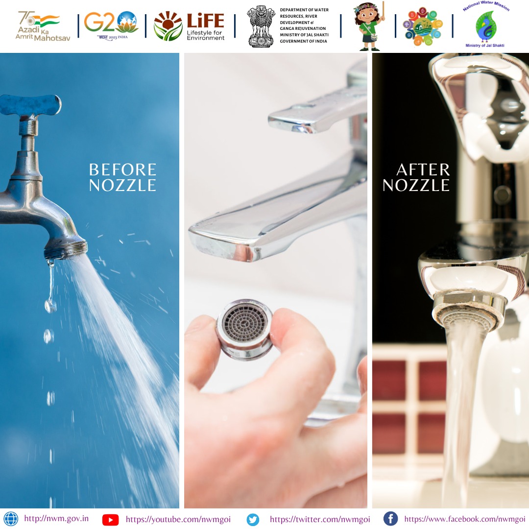 nwmgoi's tweet photo. Did you know? Installing Nozzles in water taps🚰 is a small yet very effective method to reduce 💦 consumption upto 80% annually.
This way we can astonishingly contribute to #SaveEvryDrop of 💧 while ensuring to #SaveWaterforLiFE https://t.co/X3YNUXbCrZ