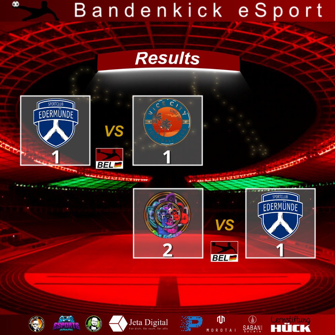 Ergebnisse
Bandenkick BEL Blue🥇
Spieltag 3
Heimspiel
🆚Vice City Utd
🔶1:1

Spieltag 4.
Auswärtsspiel
🆚Four Elements
❌2:1
______________
Bandenkick Partner:

<a href="/bandenkick/">Bandenkick</a>
<a href="/lernstiftung/">Lernstiftung Hück</a>
<a href="/MagazineClubs/">eSports Magazine Pro</a>
______________
Unsere Partner:
@octavia_ag_
@fzmedia