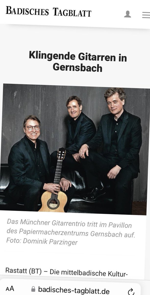 Papierzentrum's tweet photo. Vielen #Dank an #Silas_Grittmann und dem #Badisches_Tagblatt für die #Empfehlung des #Konzert|s der @DieKulturgemeinde mit dem #Münchner_Gitarrentrio 🎸🎶 am #Sonntag, 1️⃣6️⃣.0️⃣4️⃣.2️⃣0️⃣2️⃣3️⃣, um 1️⃣8️⃣:0️⃣0️⃣ Uhr im #Pavillon auf unserem #BildungsCampus bei uns im (…) 1️⃣/2️⃣ https://t.co/38by0HEDUk