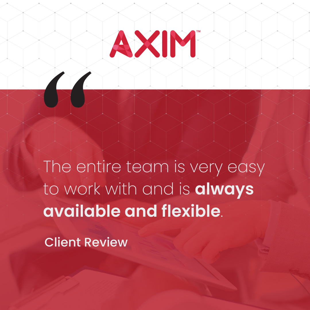 AximGlobal's tweet photo. When you work with Axim, you and your team come first. Get in touch: https://t.co/izNRIE7Uze  

#AximGlobal #Consulting #DataManagement #DataAnalysis #TechSupport #DataTools #ContactData #DataSecurity #Insurance #Review #ClientReview https://t.co/dJPXoy4XNU