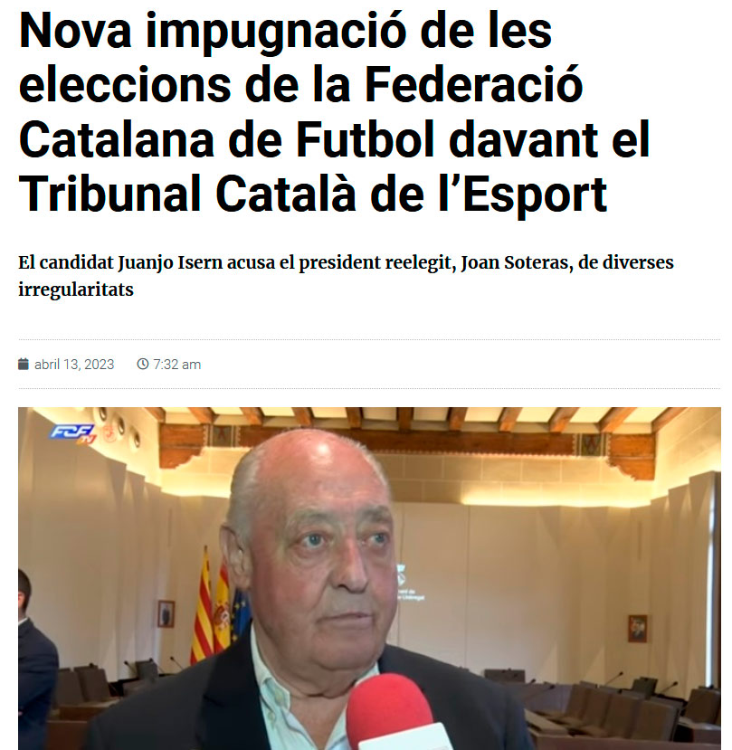 🔴💻 El Triangle: "Nova impugnació de les eleccions de la Federació Catalana de Futbol davant el Tribunal Català de l’Esport"

Enllaç 👉🏽 eltriangle.eu/2023/04/13/nov…

#futbolcat #futsalcat