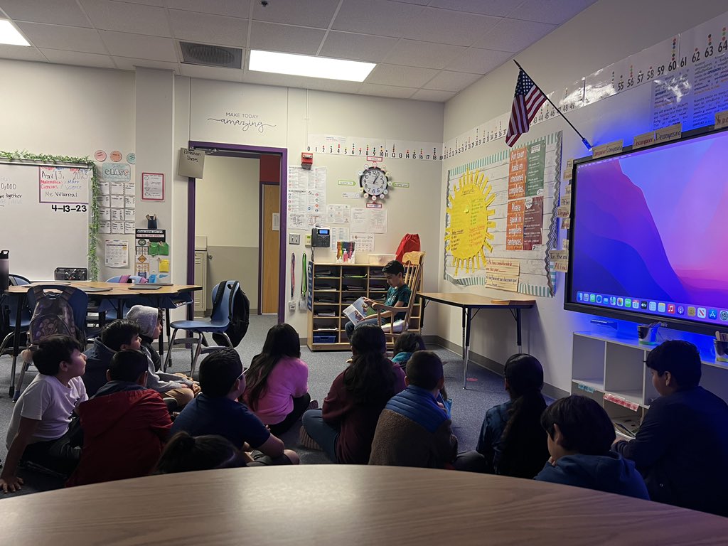 We are so excited to have 2nd grade friends read to us for library week! #finchfalcons #mymisd