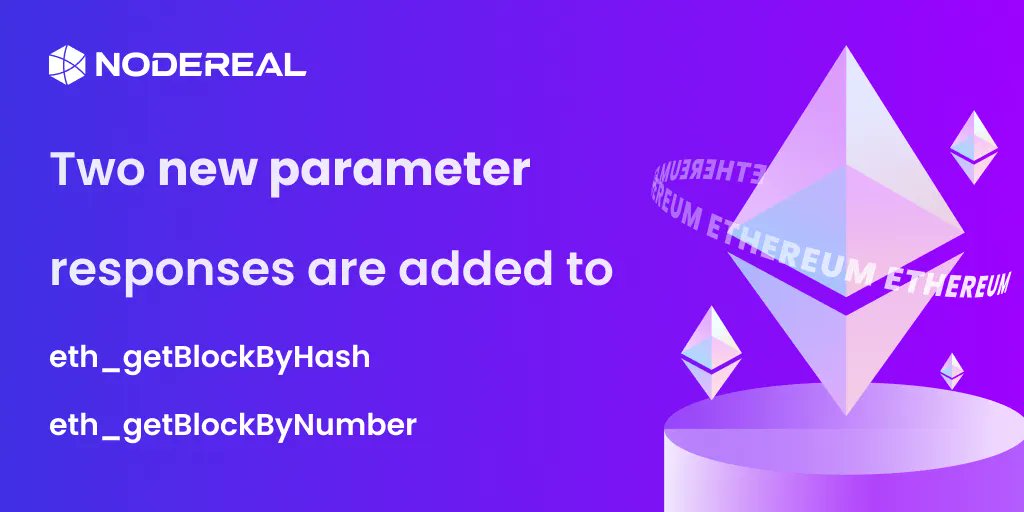 Nodereal_io's tweet photo. 🎊 Happy Shapella 🎊 

Attention to Devs ‼️

Two New Parameter Responses are added:
1️⃣ withdrawalsRoot
2️⃣ withdrawals
Into
✨eth_getBlockByHash  
✨eth_getBlockByNumber

Create a #MegaNode account and try for #Free 💪

👉 https://t.co/HM2m8M0ws0 https://t.co/0zbtzOnImk