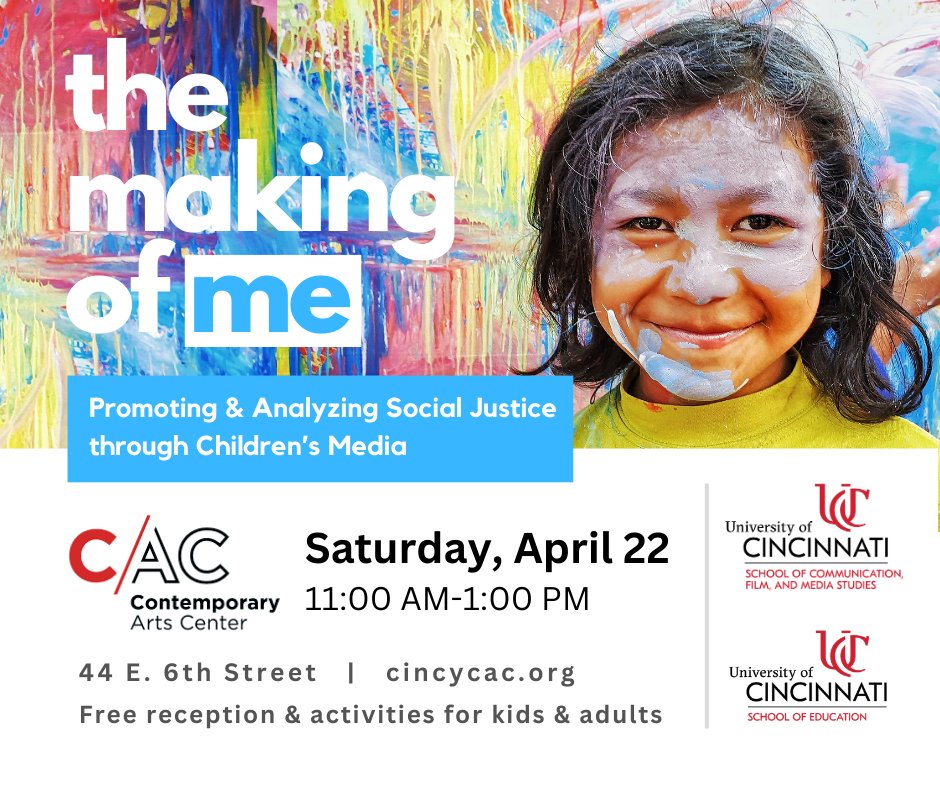 Join our <a href="/ucunivhonors/">University Honors</a> <a href="/uofcincy/">University of Cincinnati</a> <a href="/uc_cech/">UC CECH</a> <a href="/CommUC/">UC COMM & PR</a> students to explore The Making of Me <a href="/CincyCAC/">CAC</a> !  Exhibit opens April 20 with a FREE reception Sat. April 22 11-1.