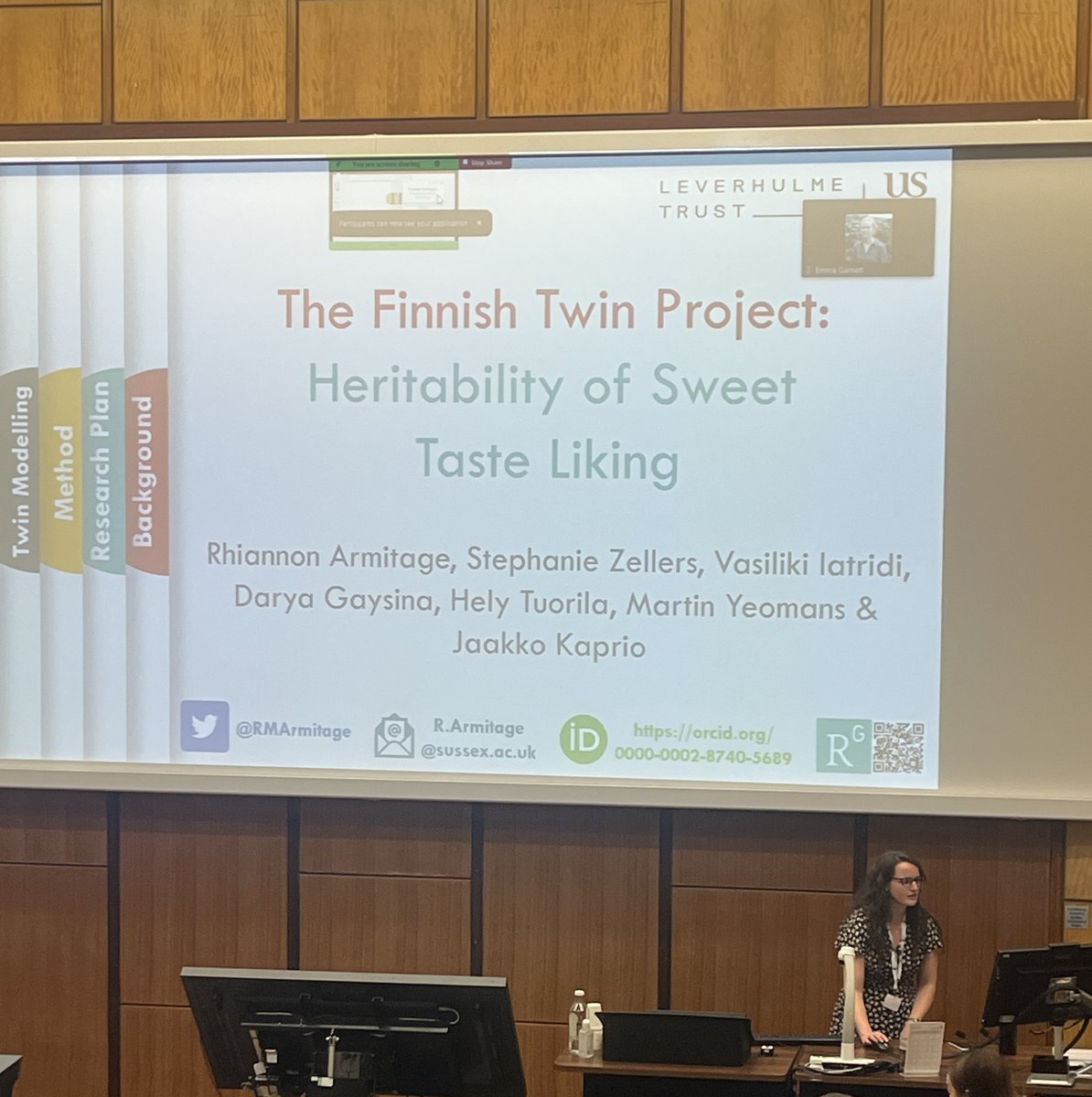 Exciting research from <a href="/RMArmitage/">Rhiannon Mae Armitage</a> on twin modeling and phenotyping sweet taste at #BFDG2023 ! #MyBFDG @BFDGnews
