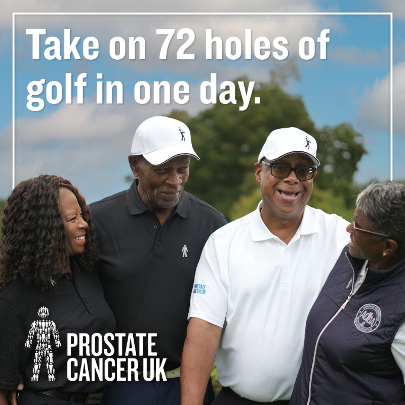 ProstateUK's tweet photo. ⛳ Up for a golfing challenge? Take on 72 holes of golf in one day and help save men’s lives. Click to sign up.