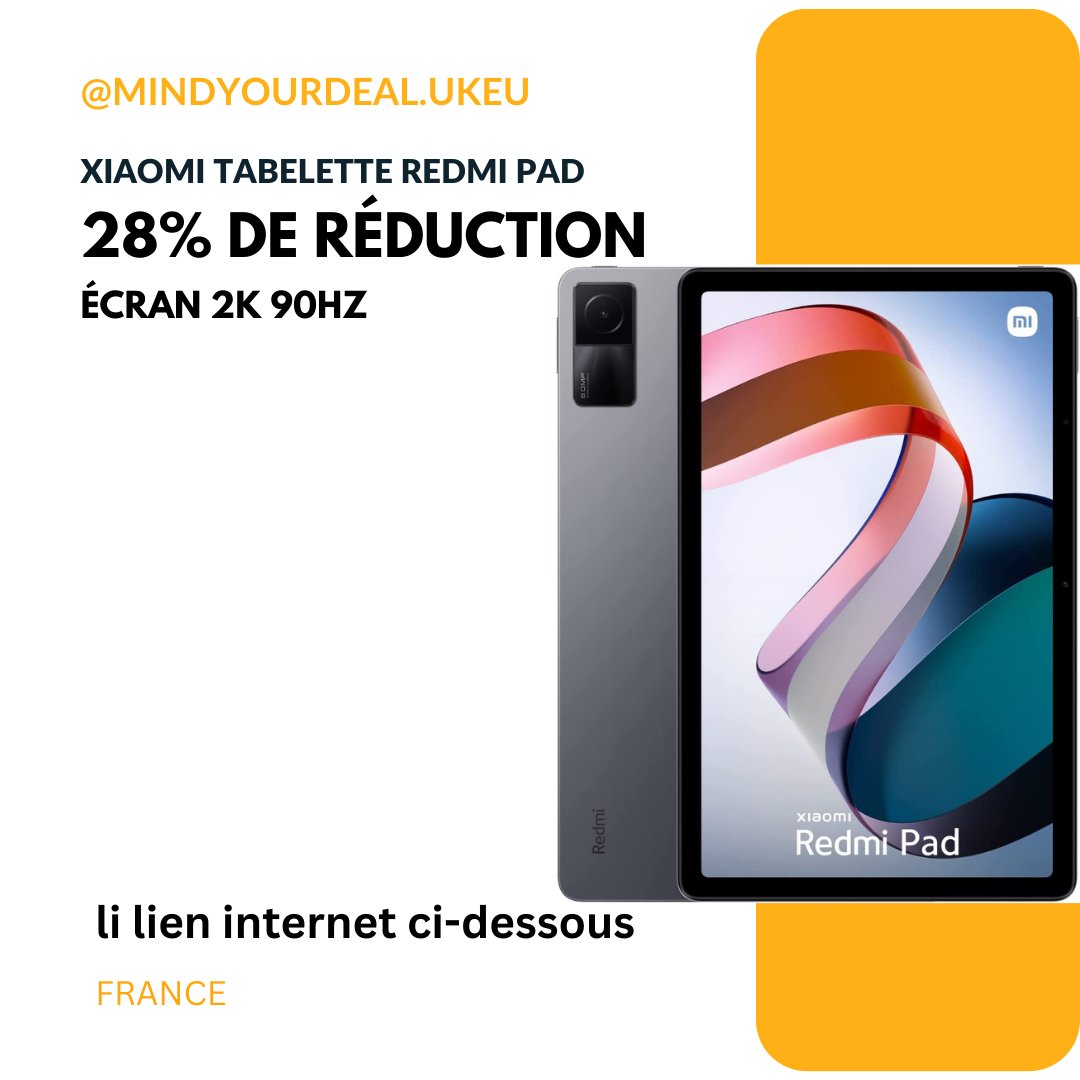 SurfingIndex's tweet photo. 216,99€ (28% de réduction) sur Tablette Xiaomi Redmi Pad 128Go,10,61" Écran 2K 90Hz
Ventes Flash (affiliate)- https://t.co/IkkVJELNUi
#ventesflash #vnetes #reduction #france #paris #eu #xiaomi #redmipad #tabelette #écran2k #128Go #tech #ipad #galaxytab #android #gadget #follow https://t.co/U9SrQM3h9a