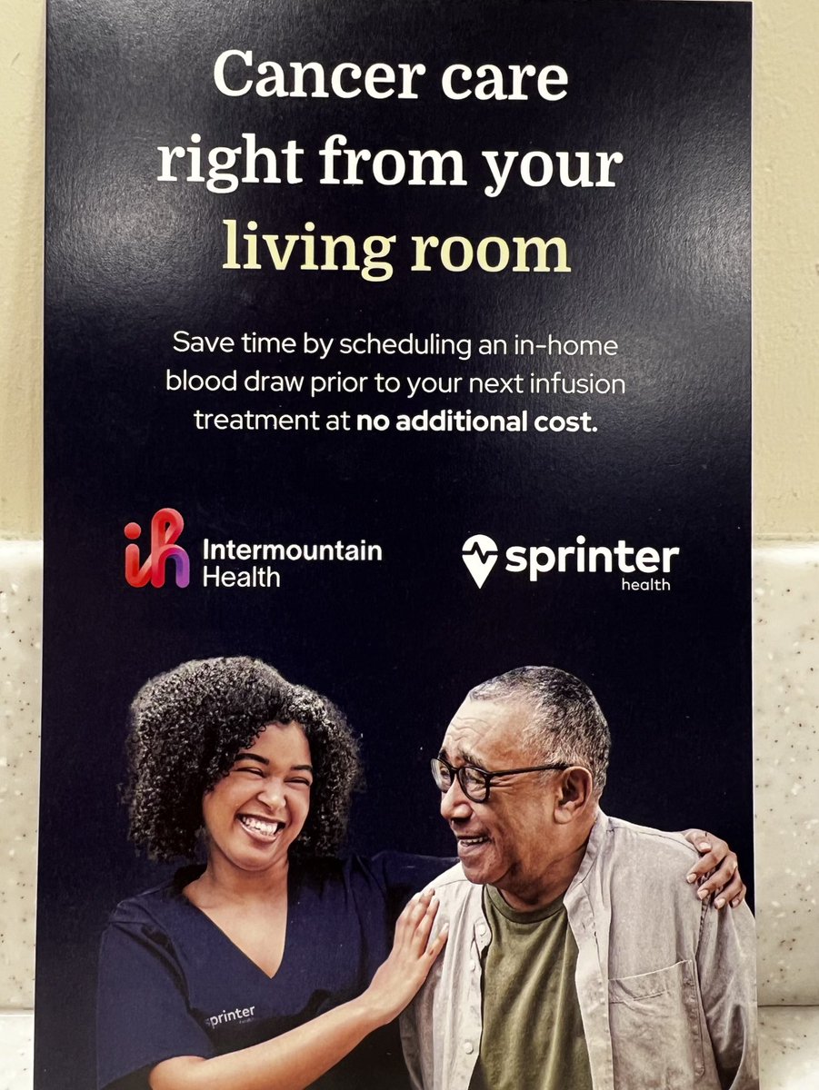 This is an awesome initiative by ⁦@Intermountain⁩ & ⁦@sprinterhealth⁩ 👇🏻 I favor any way they we can safely make cancer care more patient-centered and the least inconvenient possible 👏