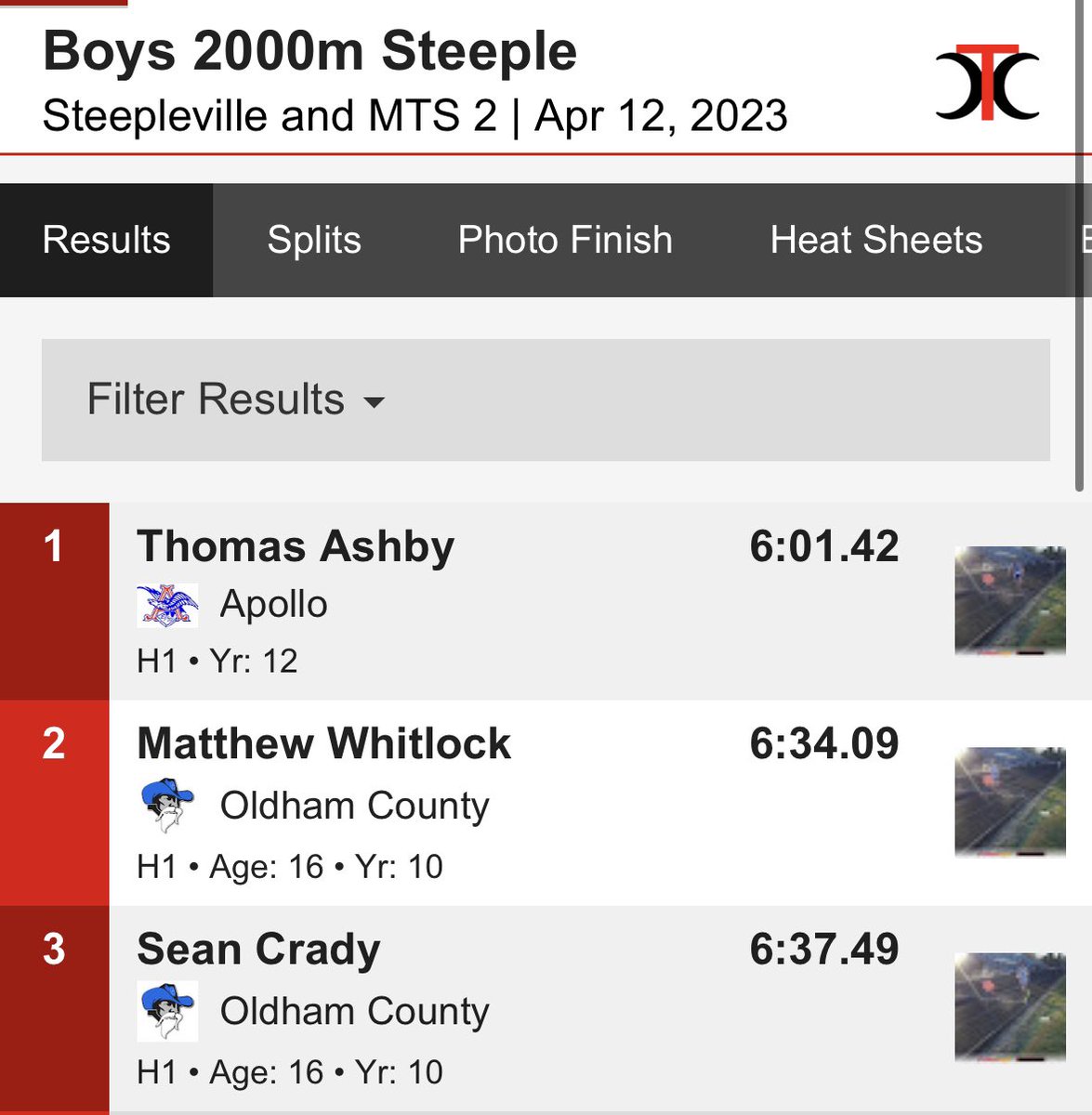 kypicrun's tweet photo. A great moment at Steepleville/Eastern High School as Thomas Ashby moves into #1 for the HS 2K Steeplechase in the nation!
DC Timing results: https://t.co/PgiEnwhwhY
@coachHoran https://t.co/Q6UYEspp0d