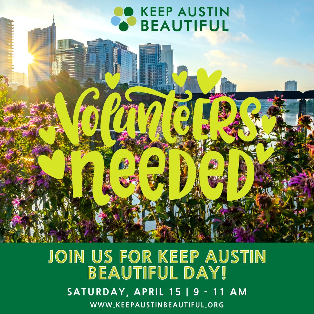 KAB_Austin's tweet photo. Registration is extended one more day! We still have sites that desperately need volunteers! Join us for our largest cleanup of the year this Saturday in honor of Earth Month. Register today via the link in our bio. #KeepAustinBeautiful #KABD #volunteer https://t.co/7i8MSLu0VM