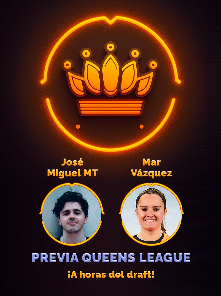 jmmartroy's tweet photo. 🟠 Hoy, a las 20:00h, tendremos a la jugadora draft de la Queens League @Marvazquez2 , que charlará con @LidiaColinas99 y un servidor 👇🏻👇🏻

⚡️ Ganas de @QueensLeague !

👇🏻👇🏻
https://t.co/Lu2ul3HFkQ https://t.co/r3cBOmxZgf