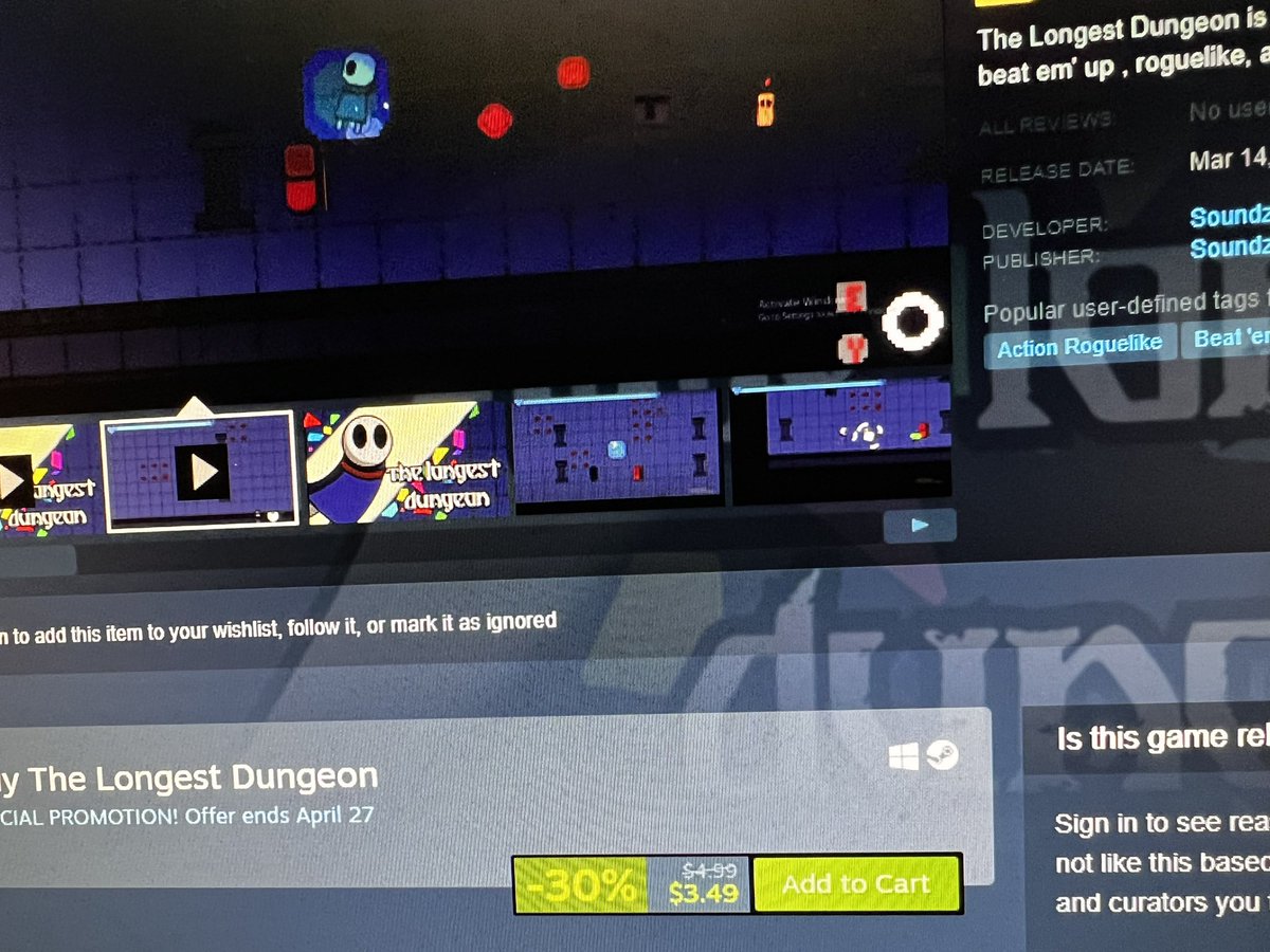 SoundzyTheDev's tweet image. The Longest Dungeon is now on sale for 30% off! #sale #OnSale #discount #gamedev #gamedeveloper #gamedevelopment #indiedev #indiedeveloper #unity #unity2d #thelongestdungeon