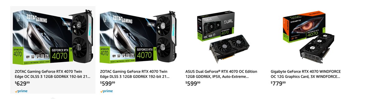 spieltimes's tweet photo. Here are all of the listed RTX 4070 Graphics Cards at Amazon
https://t.co/6Fw53zZk67
#ad #gpu #gpudrops #gpurestock #graphicscard #graphicscarddrops https://t.co/rVYdL0F20T
