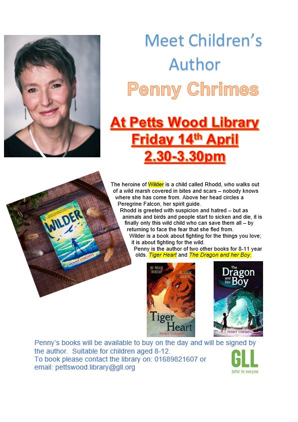 BromLibraries's tweet photo. We are very excited that author @pennychrimes is coming to #PettsWoodLibrary TOMORROW from 2.30-3.30pm. For ages 8-12. To book please contact the library on 01689 821607 or email pettswood.library@gll.Org @LBofBromley @Better_UK @pettswoodgossip https://t.co/kCZIAnJ9JU