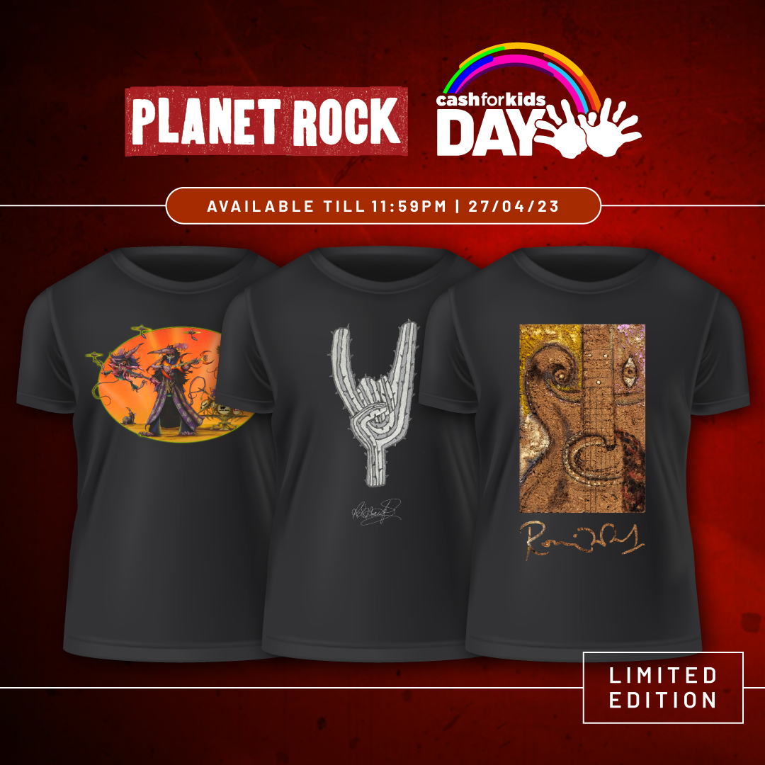 Cash for Kids Day is TWO WEEKS TODAY 🥳 And some new friends are joining for the first time this year, including @PlanetRockRadio! They've got THREE exclusive t-shirts on sale - including one designed by the LEGEND Ronnie Wood from the Rolling Stones 🤩 planetrock.com/cashforkids