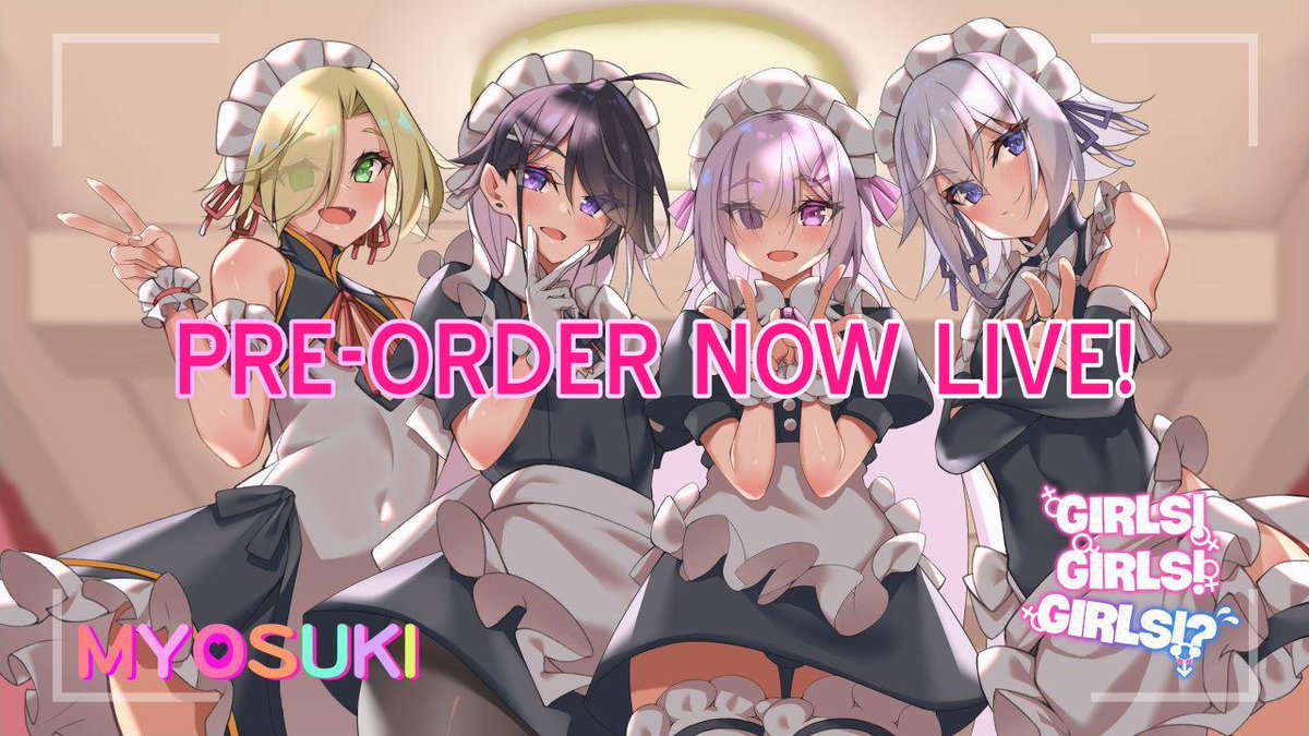 Myosuki on X: 🎉🌟 Pre-orders for Girls! Girls! Girls!? are LIVE on  itchio! 🌟🎉 Pre-order here: t.coh4e4YEtvQF Embark on a  heartwarming Akihabara adventure filled with romance & adorable  crossdressers! Pre-order now &