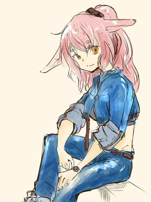 これからのトレンド上下ジーパン#もこ田めめめ#めめアート 