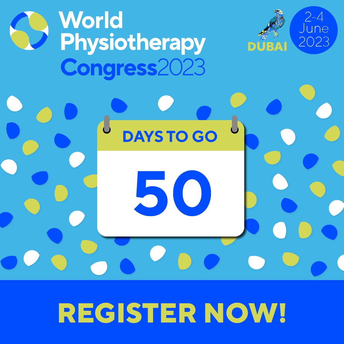 WorldPhysio1951's tweet photo. After a four-year wait, there are now just 50 days left until the world of physiotherapy meets face-to-face in Dubai.
Register now and get ready for an unforgettable experience!
https://t.co/0vHIJWYdcP
@AWcpta @WorldPhysioAWP @ERWorldPhysio @WorldPhysioNACR @WorldPhysioSAR https://t.co/SKc9nHweNJ