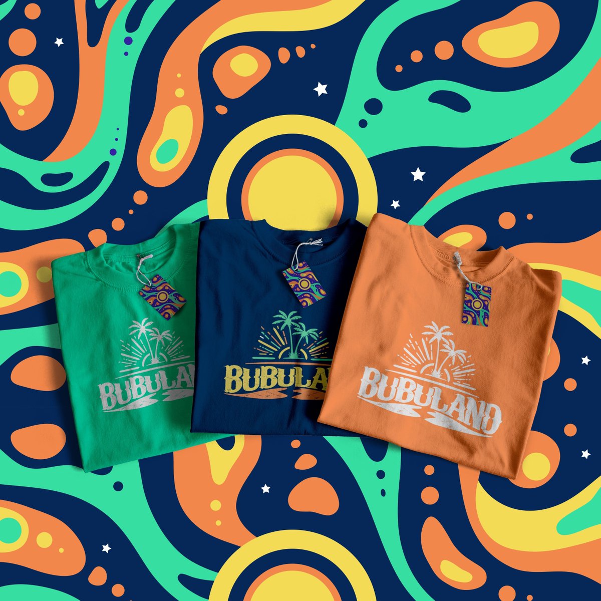 Tunchiii3's tweet photo. Did a thing 🌴⛱️ Excerpts from a proposed visual identity for Bubuland. Apparently this was done under pressure😮‍💨, had to come up with solid concepts within a few hours https://t.co/cmqf6IiRyg
