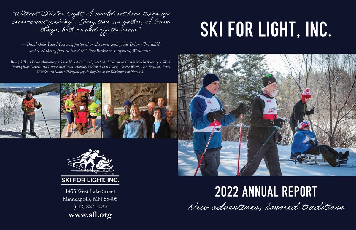 skiforlight's tweet photo. "While 2022 was by no means a normal year, as reflected again in our financial statements, it was a good year—thanks to the spirit of our participants, the commitment of our volunteers, the creativity and capability of our leadership team, and of course, the generosity of YOU..." https://t.co/raxL7ohQ7K