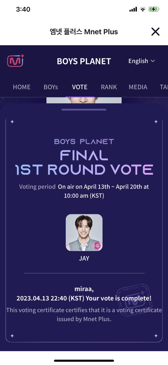 BtsMirab's tweet photo. PLEASE vote JAY #voteJAY #JAY #BOYSPLANET https://t.co/zknYf9td7M