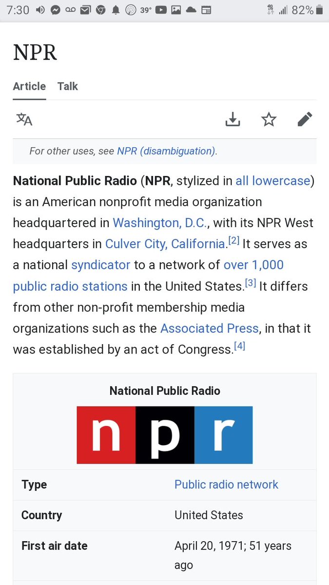Jane13bryan's tweet photo. @EdKrassen Its headquarters are Washington, it was established by an act of Congress and get 1% of its budget directly from the federal government and 10% of its budget from federal, state and local governments. And NPR leans to the left. I'm guessing  donations from Dems make a difference https://t.co/QxrRHpM6v7