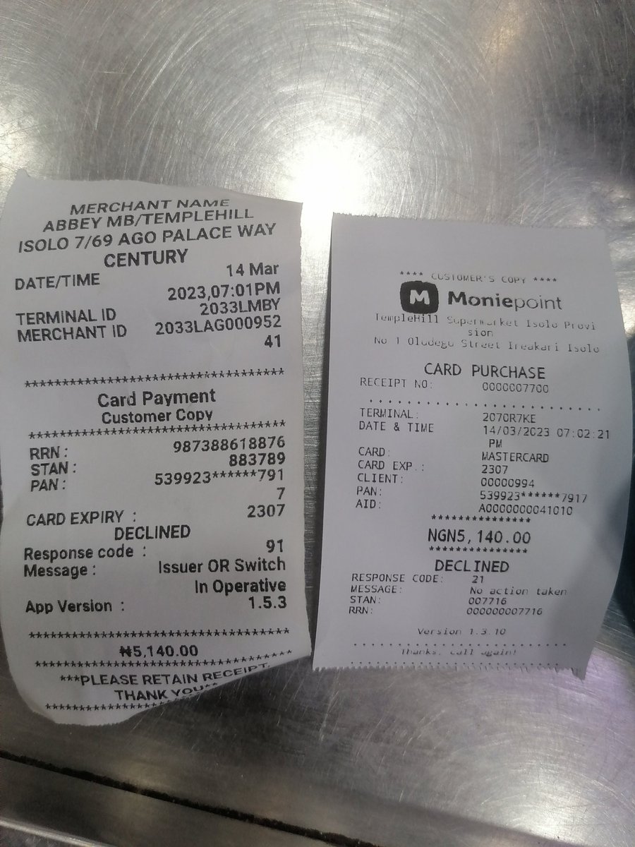 OtunBA_07's tweet photo. @FBN_help I have 2 failed POS transactions and my money yet to be refunded since. Attached proof of transaction https://t.co/2YWzZakRz0