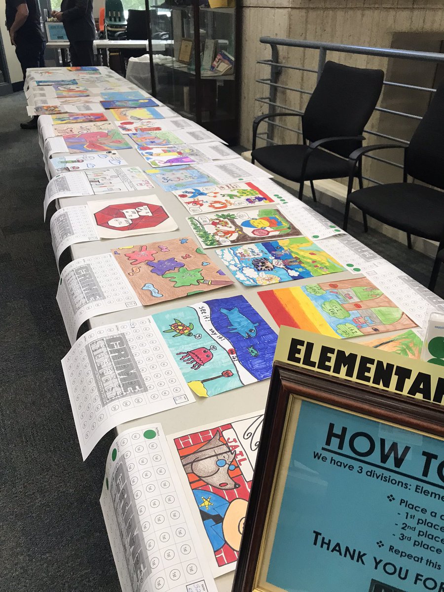 GKellermeier's tweet photo. Crime Stoppers Program and Poster Contest Judging, today and tomorrow at DAC! Elementary student submissions exceed my art ability! Elementary, Middle and High excellence are making it difficult to choose! #VCSArts https://t.co/YoMx6emqTY