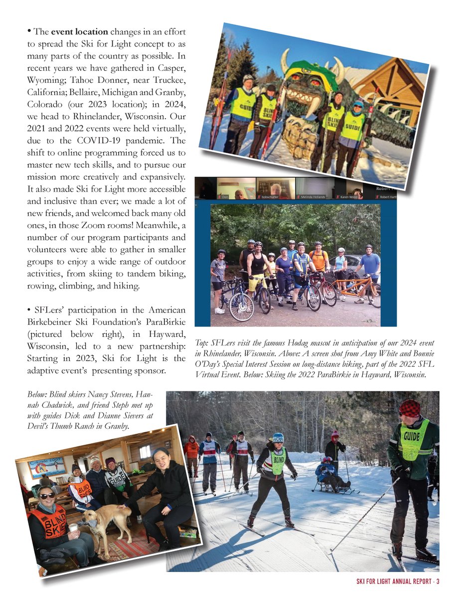 skiforlight's tweet photo. "While 2022 was by no means a normal year, as reflected again in our financial statements, it was a good year—thanks to the spirit of our participants, the commitment of our volunteers, the creativity and capability of our leadership team, and of course, the generosity of YOU..." https://t.co/raxL7ohQ7K
