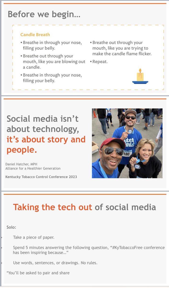 Sneak preview of my #KyTobaccoFree workshop later today. @AndersonMSSE @DrMariaMPoulin I’m telling the story of how our partnership started via social media. #HealthChampion @HealthierGen #RunningTheRaceTogether