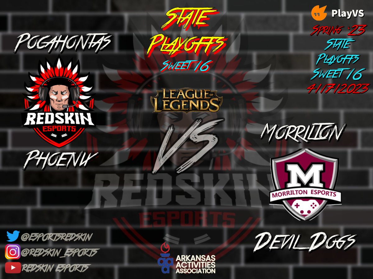 Phoenix #LeagueOfLegends finished the <a href="/ArkActAssn/">Arkansas Activities Association</a> <a href="/playvs/">PlayVS</a> Spring '23 regular season #15 in state w/ a record of 5-3. Tough schedule this season. We play the Morrilton Devil Dogs (#3) this Monday at 4pm.
#Playoffs #sweet16 
#highschoolesports #eSports