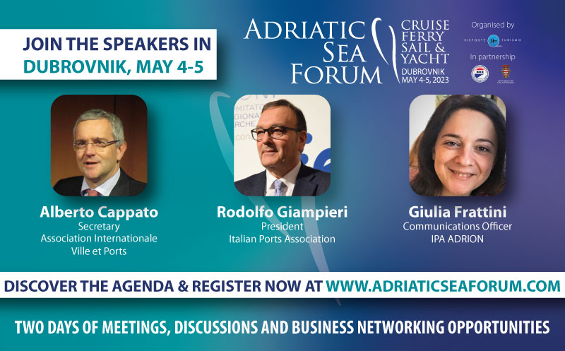 AdriatiSeaForum's tweet photo. 3 weeks to Adriatic Sea Forum! ⛵
Among the speakers we'll welcome in #Dubrovnik:
🌊 @aktogenova , Secretary @aivp_net 
🌊 Rodolfo Giampieri, President @assoporti 
🌊 Giulia Frattini, Communications Officer @INTERREGADRION https://t.co/C9rtg6IgHq