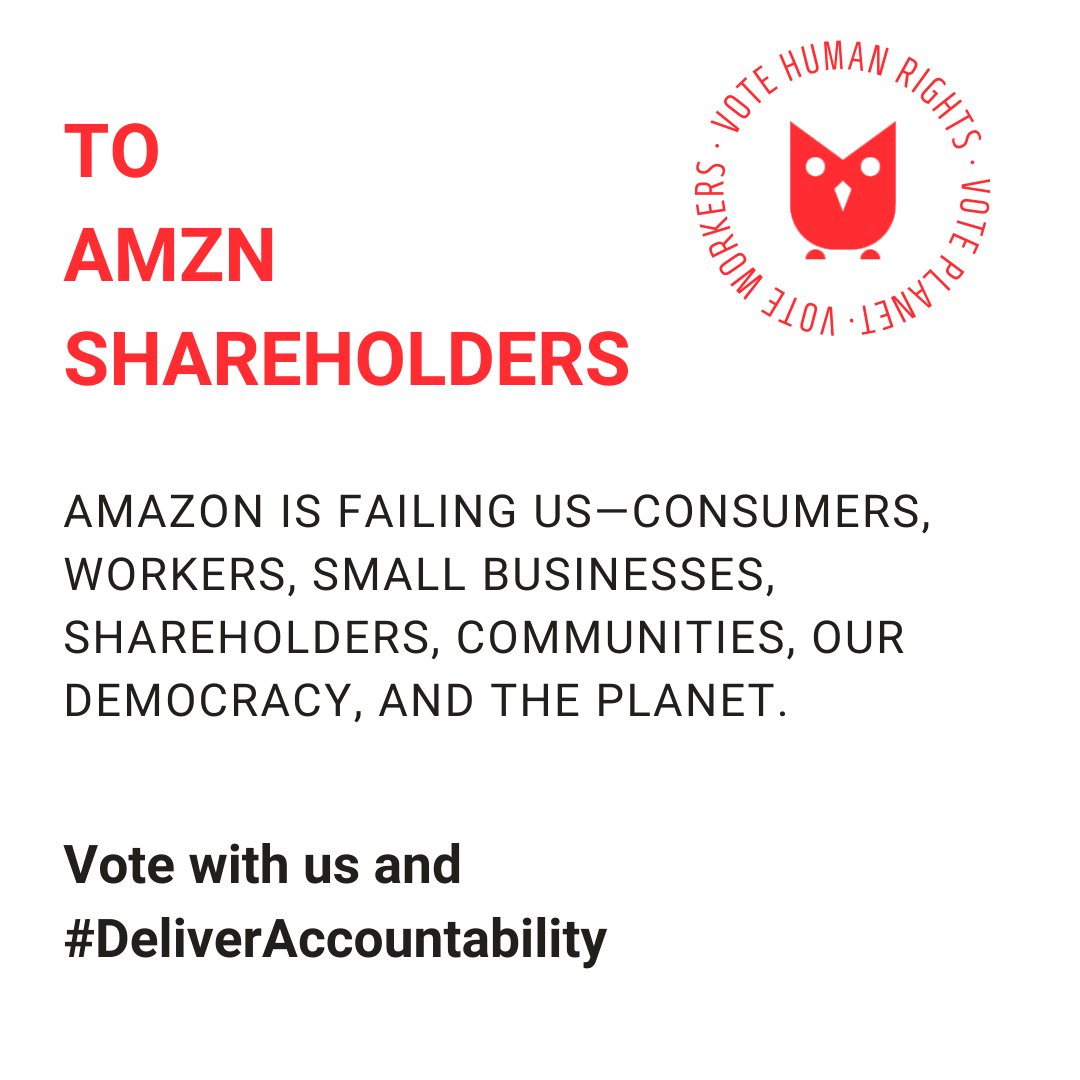 jwjnational's tweet image. 📣We&apos;re joining worker, racial justice, economic &amp;amp; environmental justice organizations to send a message to Amazon shareholders.
You can vote for human rights, workers &amp;amp; our planet: AMZNaccountability.com

#AmazonHurts #DeliverAccountability