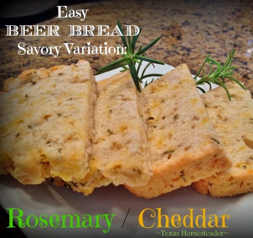 Tx_Homesteader's tweet image. I love the ease &amp;amp; convenience of mix-n-bake beer bread. Add savory minced rosemary &amp;amp; shredded cheddar cheese for even more flavor. It's delicious and easy too.

 texashomesteader.com/easy-beer-brea… 
.
.
#TexasHomesteader #BeerBread #Rosemary #Cheddar #Cheese #NoRise #Bread #HomemadeBread