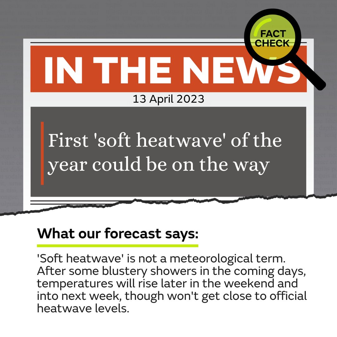 metoffice's tweet photo. π€¨ Seen 'soft heatwave' in the headlines?
Well it's not a meteorological term. Here's our #FactCheck on the latest forecast π
Check the π§΅ for the official heatwave definition.
#WhenAccuracyMatters https://t.co/PmSxhvU07T