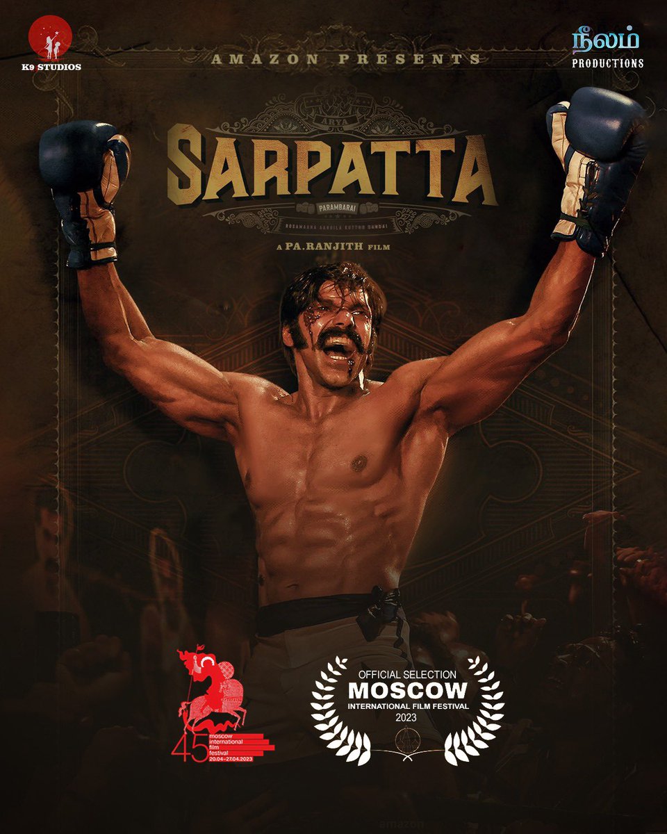 arya_offl's tweet photo. Our Kabilan's story is making its mark at the @moscowfilmfest 🔥

Excited and grateful to let you know that #SarpattaParambarai has made it into the official selection of #MoscowInternationFilmFestival 2023 🥊👍

@beemji @K9Studioz @officialneelam @KalaiActor @officialdushara https://t.co/zuRHTFO7dC