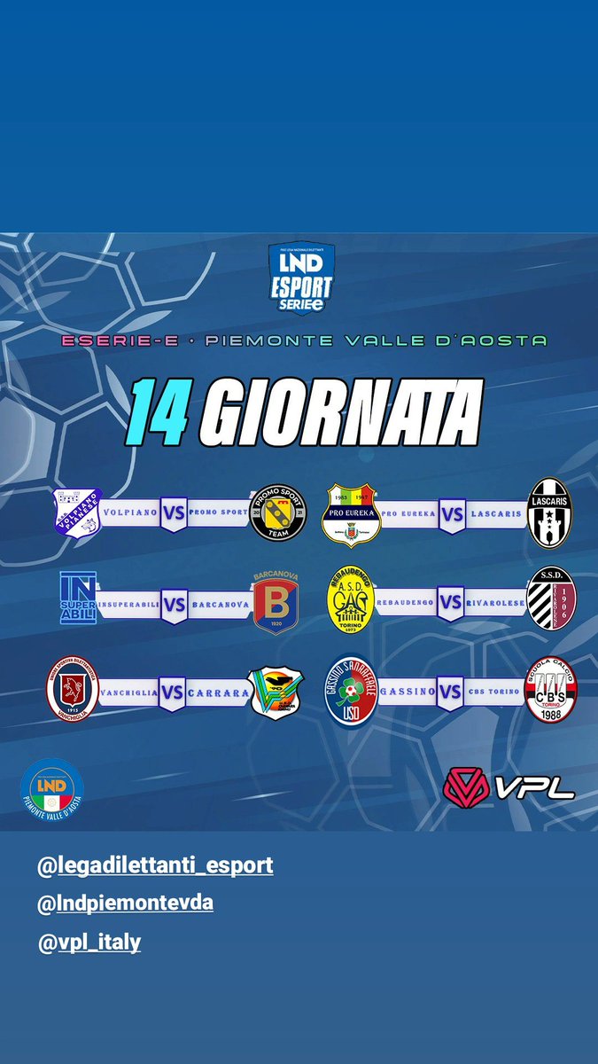 Quattordicesima giornata di Campionato Regionale Lnd eSports 🎮⚽

#WeAreBarcanova #usdbarcanova #calcio #fifa23 #sport #ilovethisgame #equalgame #fifa #playstation4 #esports #lnd 

@lndpiemontevda @legadilettanti_esport @playstation @easportsfifa