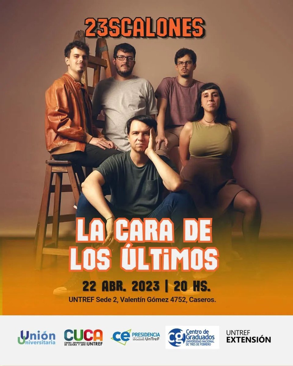 SABADO 22 DE ABRIL - 20HS TOCAMOS EN EL FESTI 23 Escalones en la UNTREF ❤️
SEDE CASEROS II (Valentín Gómez 4752, Caseros)
Entrada libre y gratuita.