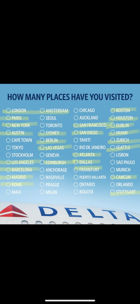 Keishacoleee's tweet photo. Not bad. Diamond Medallion here I come. 
Toronto in May 
Chicago in June, 
Nashville in August, 
Tokyo next spring. 🤔 https://t.co/O1kB9a4oqJ