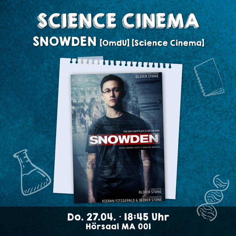 Vor 10 Jahren enthüllte Snowden die weltweite, digitale Massenüberwachung der NSA. Mehr als genug Anlass  zu schauen, was da passiert ist &amp; wie es heute steht. Gemeinsam mit <a href="/unikinoTU/">Unikino TU Berlin</a> zeigen wir den Film Snowden,  27.04., 18:45, Raum 001 Mathe Gebäude <a href="/TUBerlin/">TU Berlin</a>