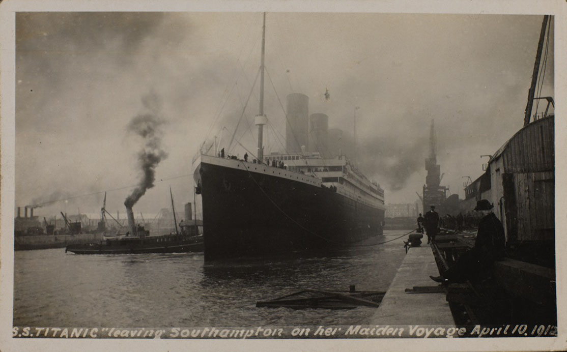 Today we share a photograph from our Peter Cook postcard collection of the Titanic leaving Southampton on her maiden voyage in April 1912, 111 years ago. #Titanic #Titanic111 @SotonStories @RMSTitanic_Inc @TitanicBelfast @SeaCityMuseum @HistoricalSoton @SouthamptonHid1